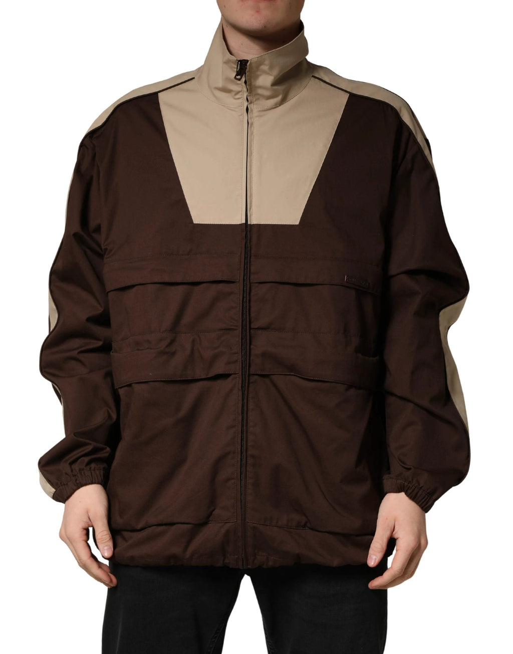 Dolce &amp; Gabbana Coupe-vent zippé en coton marron beige
