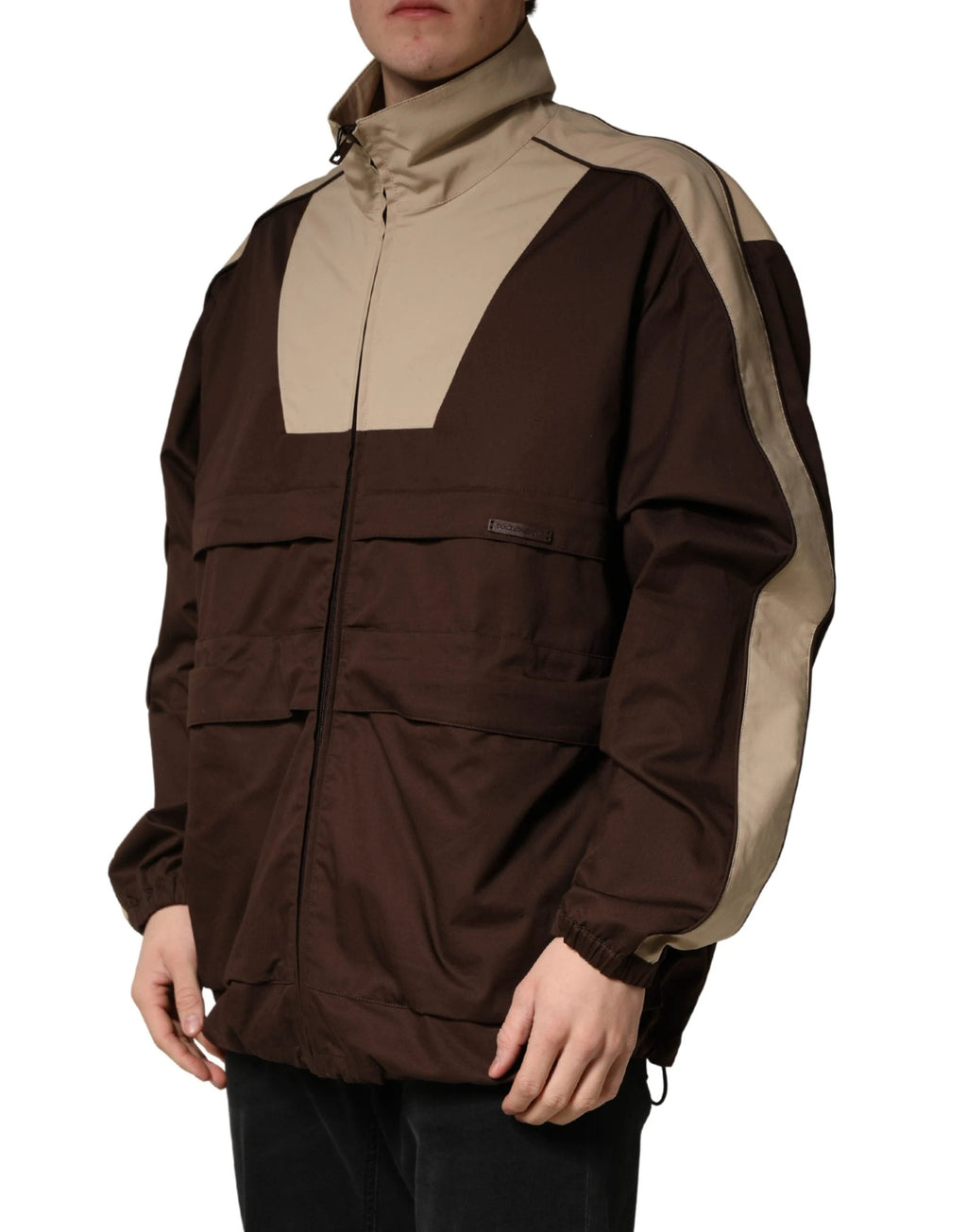 Dolce &amp; Gabbana Coupe-vent zippé en coton marron beige