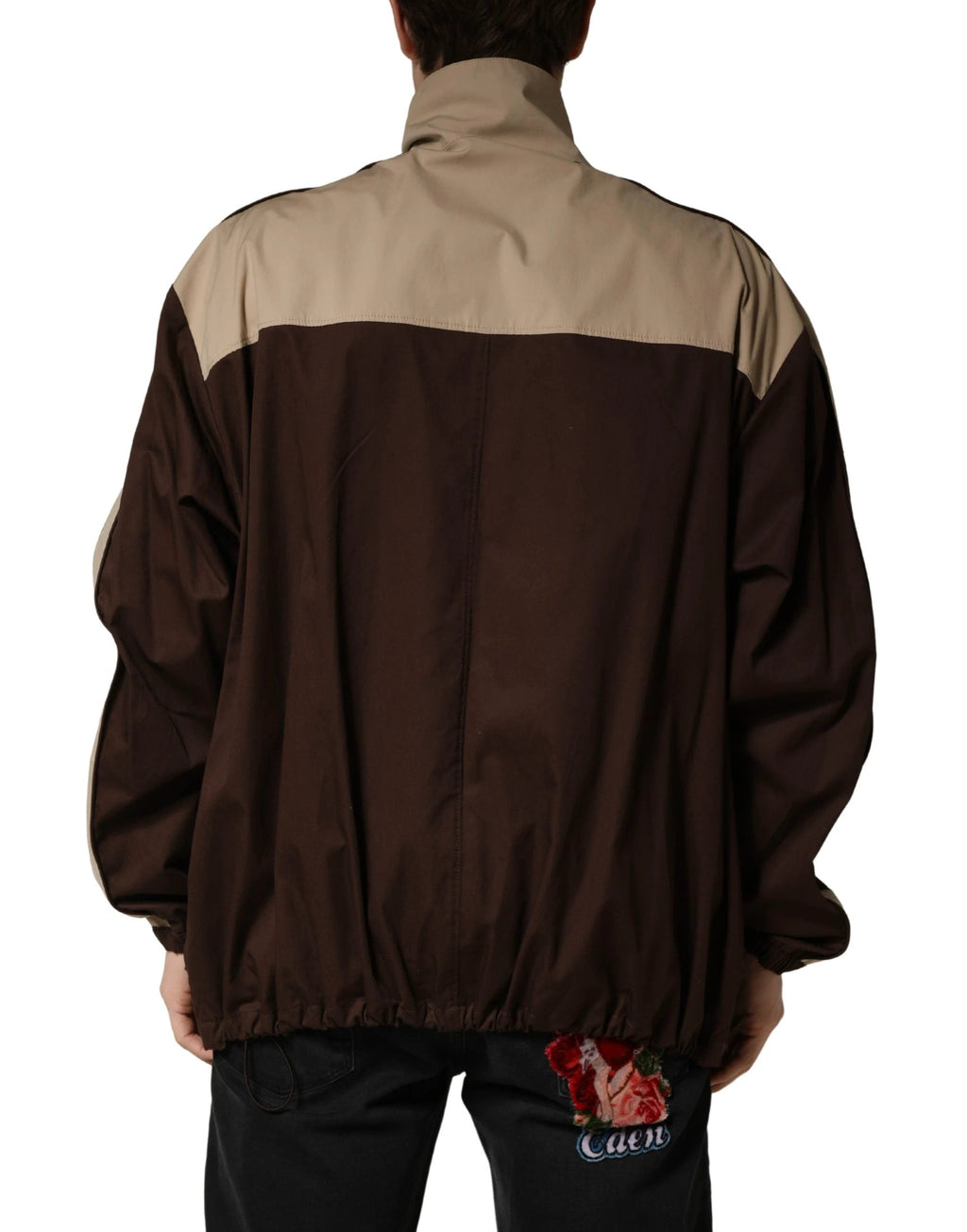 Dolce & Gabbana Brown Beige Cotton Zip Windbreaker Jacket Dolce & Gabbana