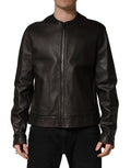 Dolce & Gabbana Black LambskinLeather Full Zip Biker Jacket Dolce & Gabbana