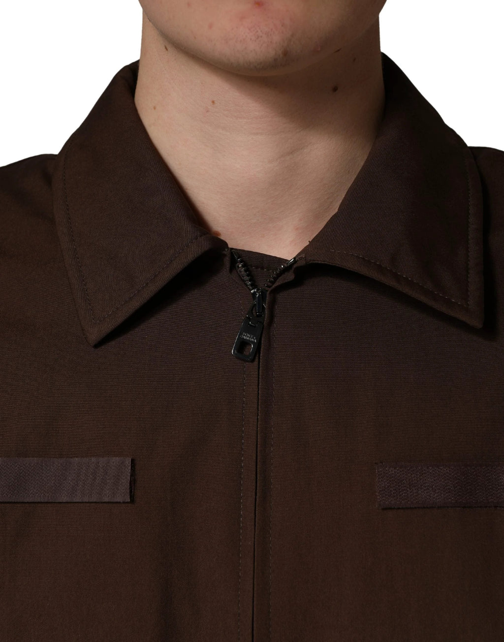 Veste bomber Dolce &amp; Gabbana marron en coton stretch à fermeture éclair intégrale