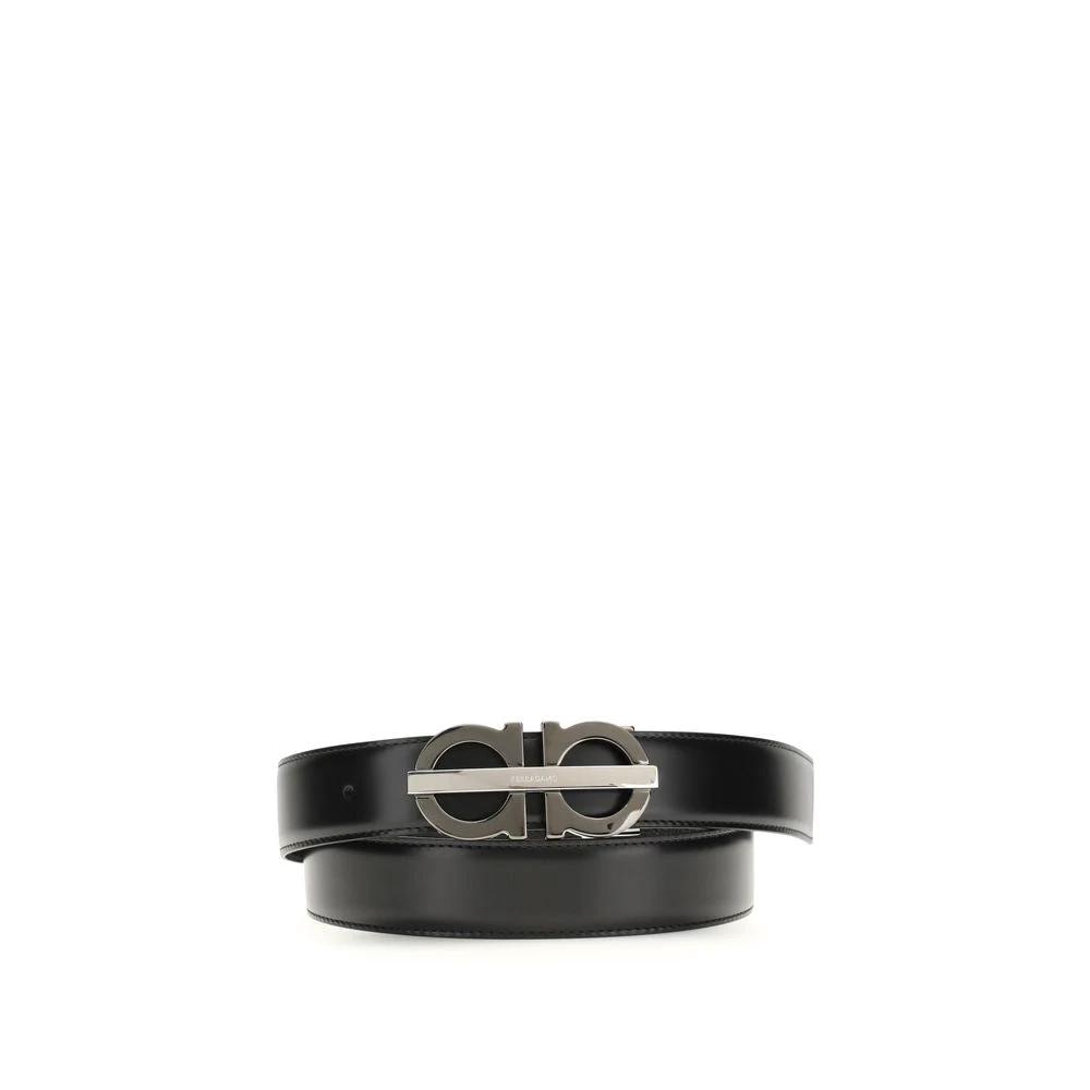 Ferragamo Black Calf Leather Bos Taurus Regular Belt