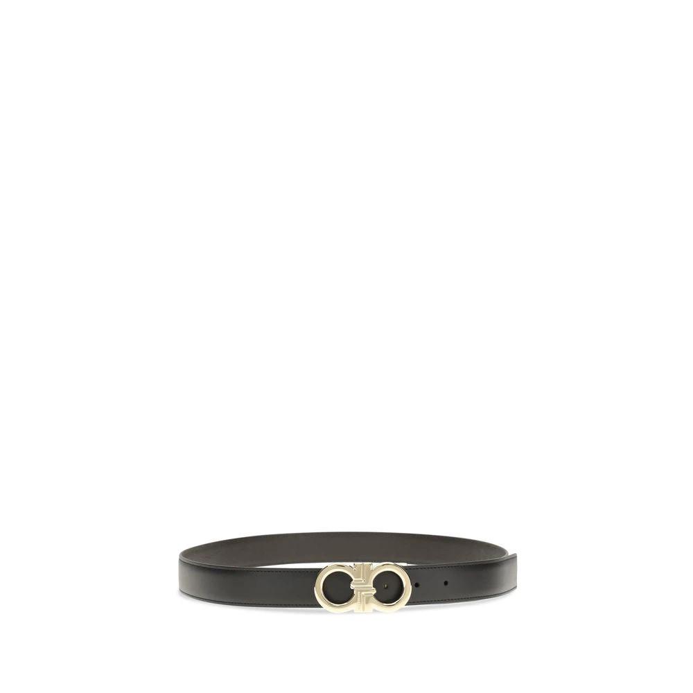 Ferragamo Black Calf Leather Bos Taurus Regular Belt