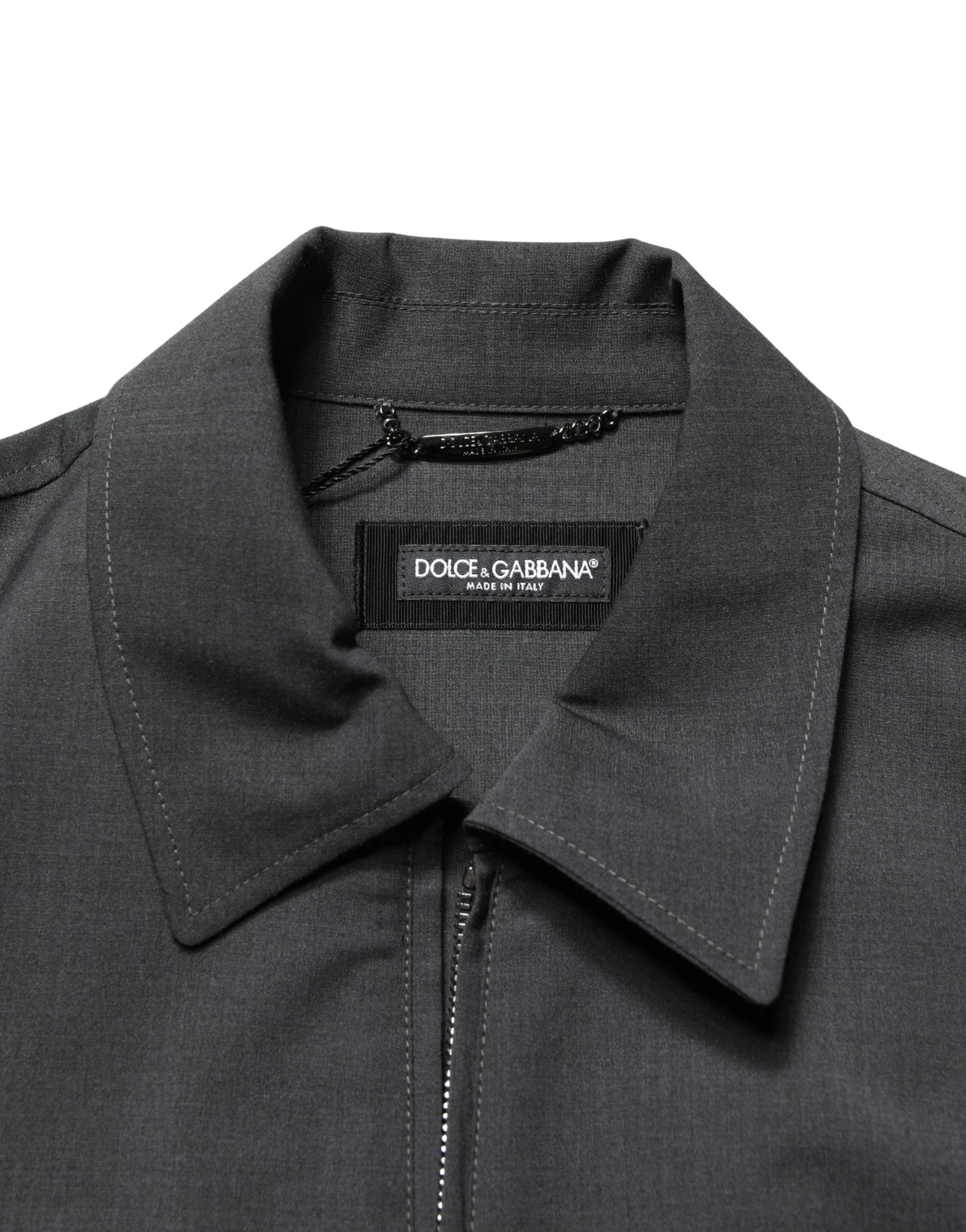 Dolce & Gabbana Black Wool Logo Full Zip Men Bomber Jacket Dolce & Gabbana