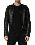 Dolce & Gabbana Black Nylon Full Zip Men Biker Coat Jacket Dolce & Gabbana
