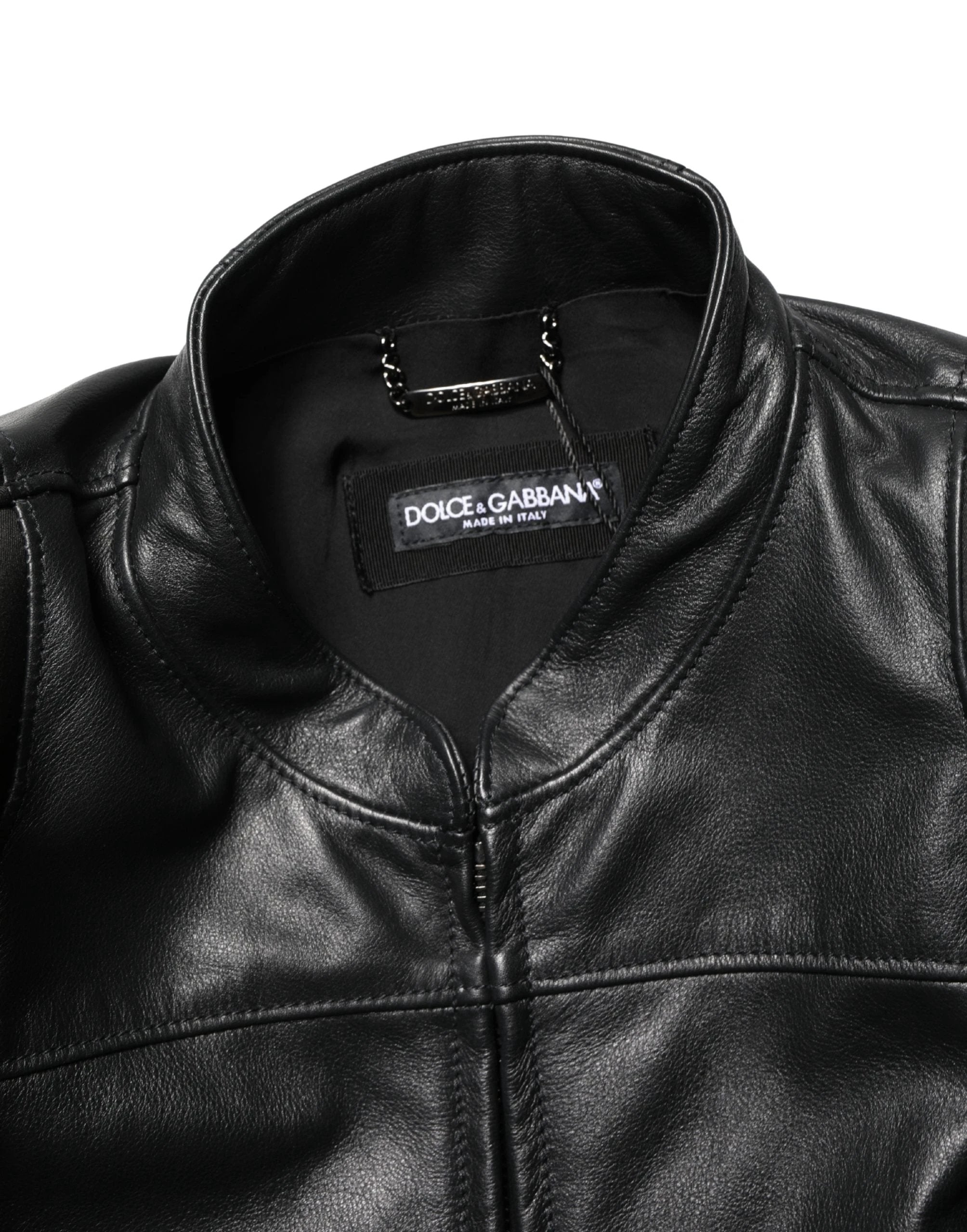 Dolce & Gabbana Black Nylon Full Zip Men Biker Coat Jacket Dolce & Gabbana