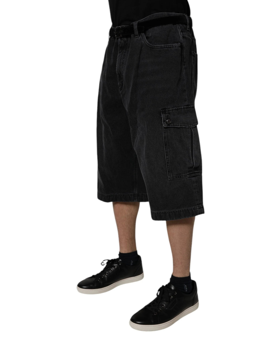 Bermuda cargo en denim noir taille mi-haute Dolce &amp; Gabbana