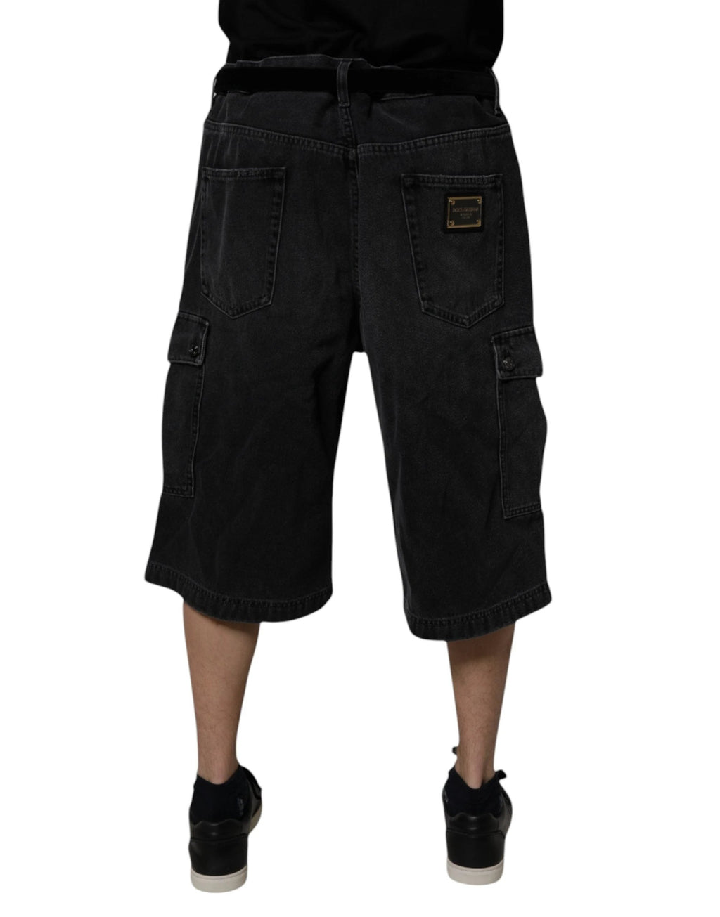 Bermuda cargo en denim noir taille mi-haute Dolce &amp; Gabbana