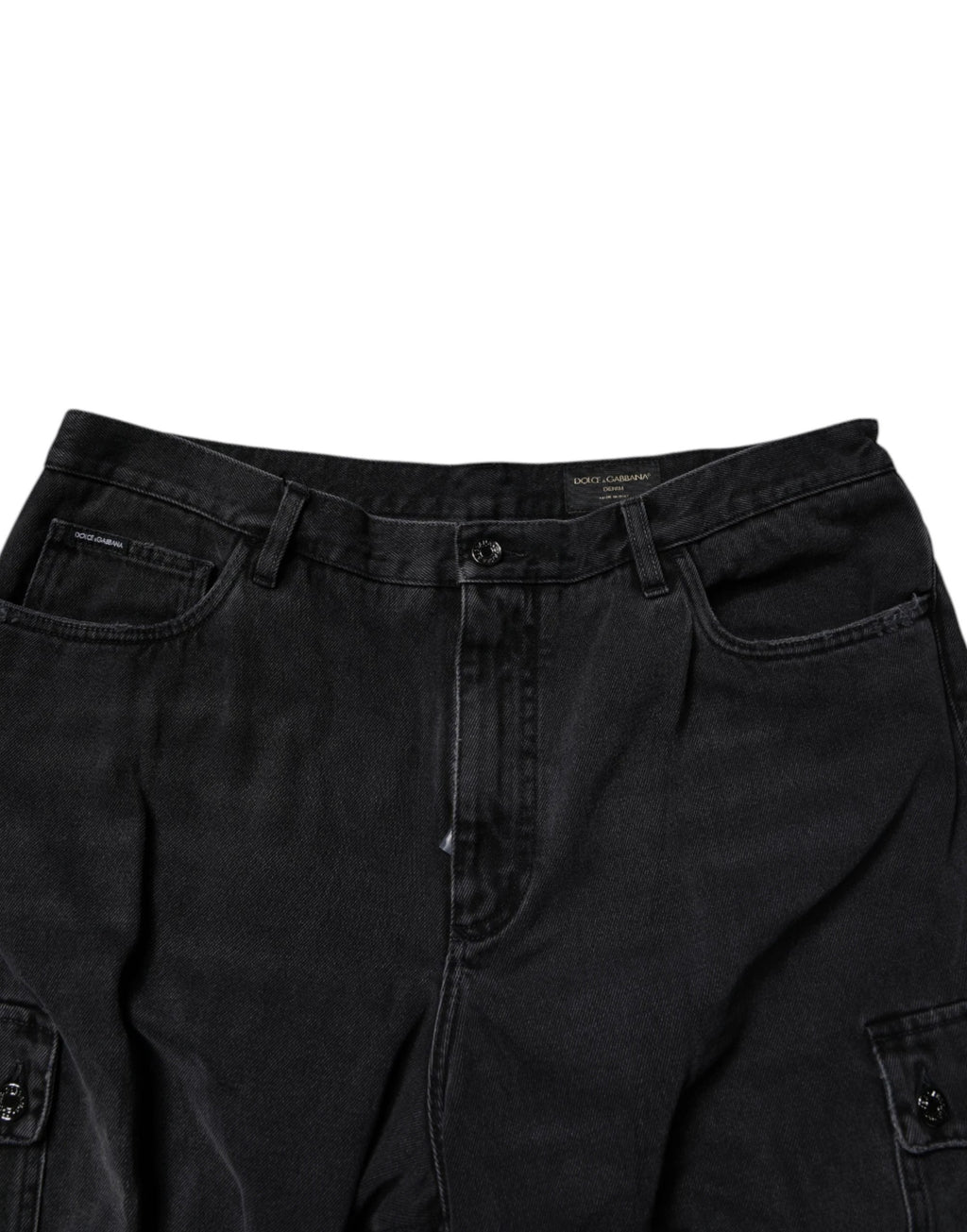 Bermuda cargo en denim noir taille mi-haute Dolce &amp; Gabbana