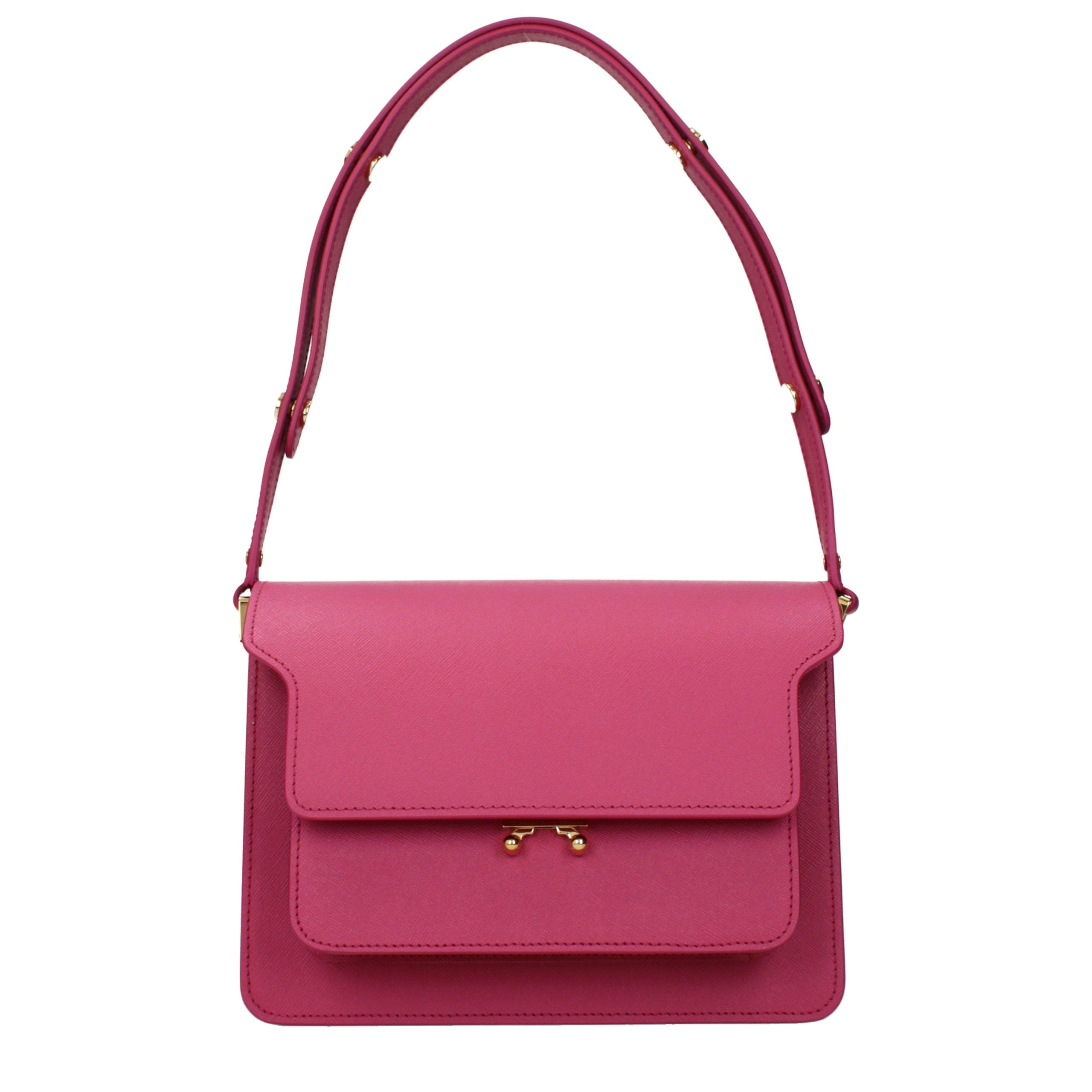 Sac bandoulière en cuir rose Marni