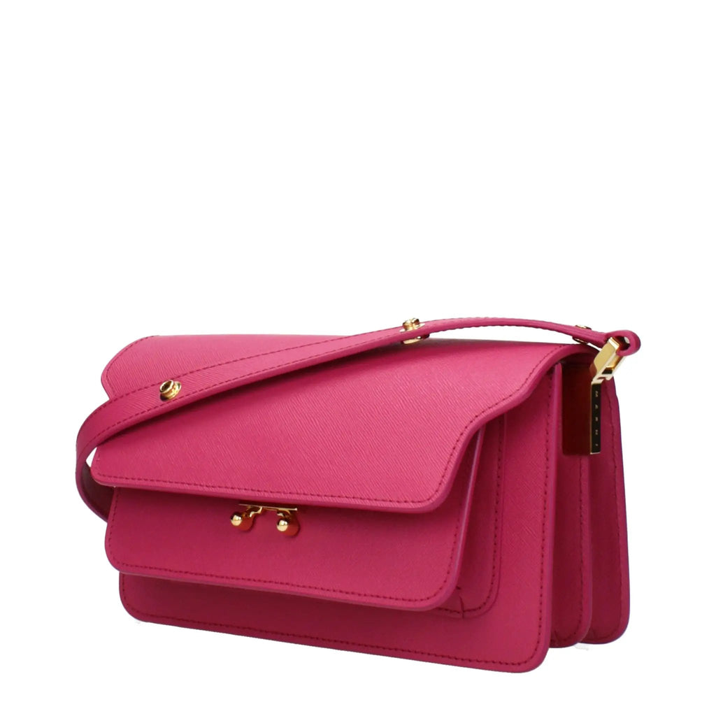 Women’s Fuchsia Leather Shoulder Bag – Marni Adjustable Handle Designer Bag