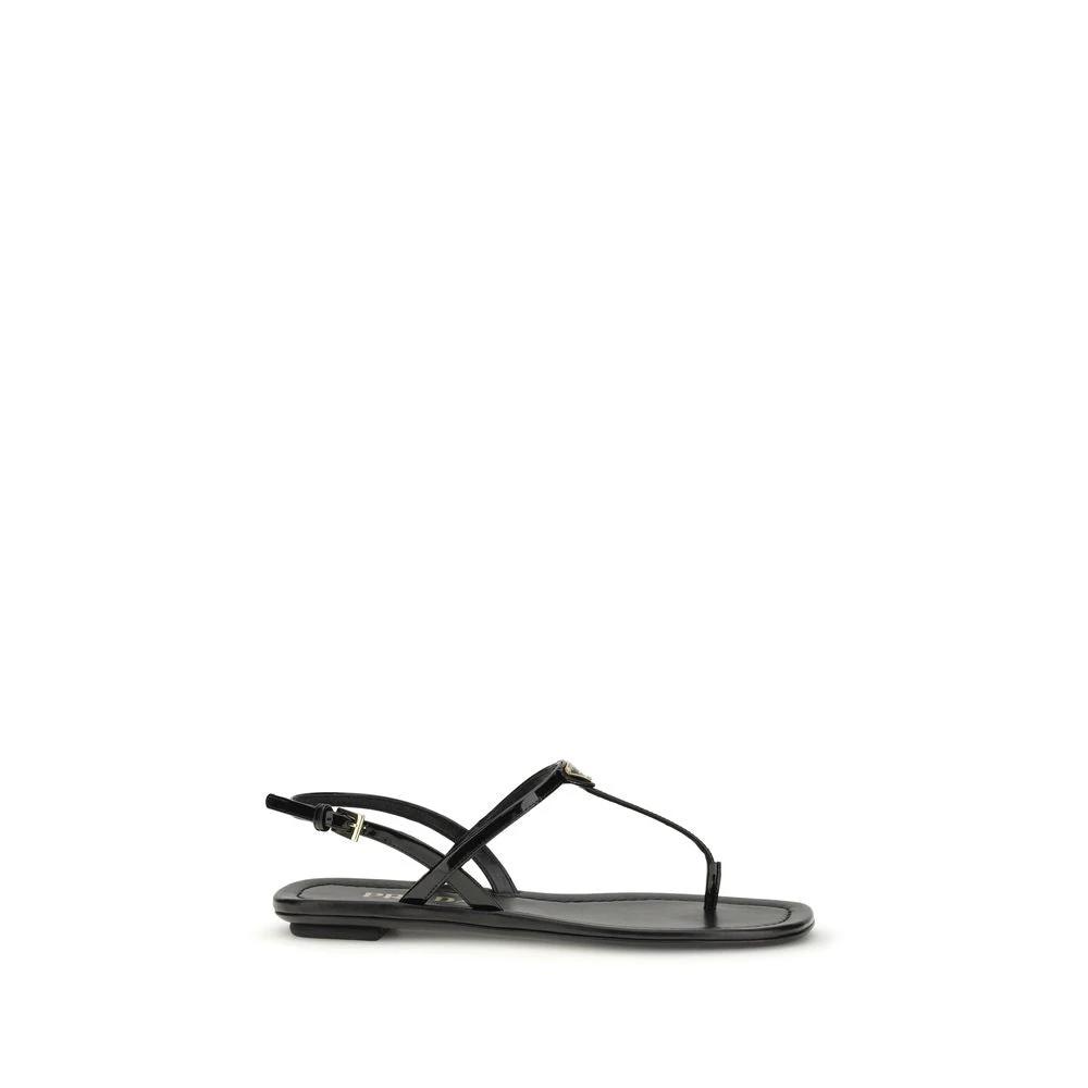 Sandales tongs Prada Bos Taurus en cuir de veau noir