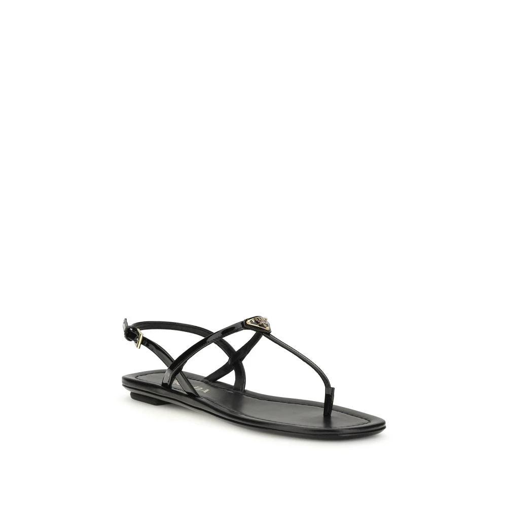 Sandales tongs Prada Bos Taurus en cuir de veau noir