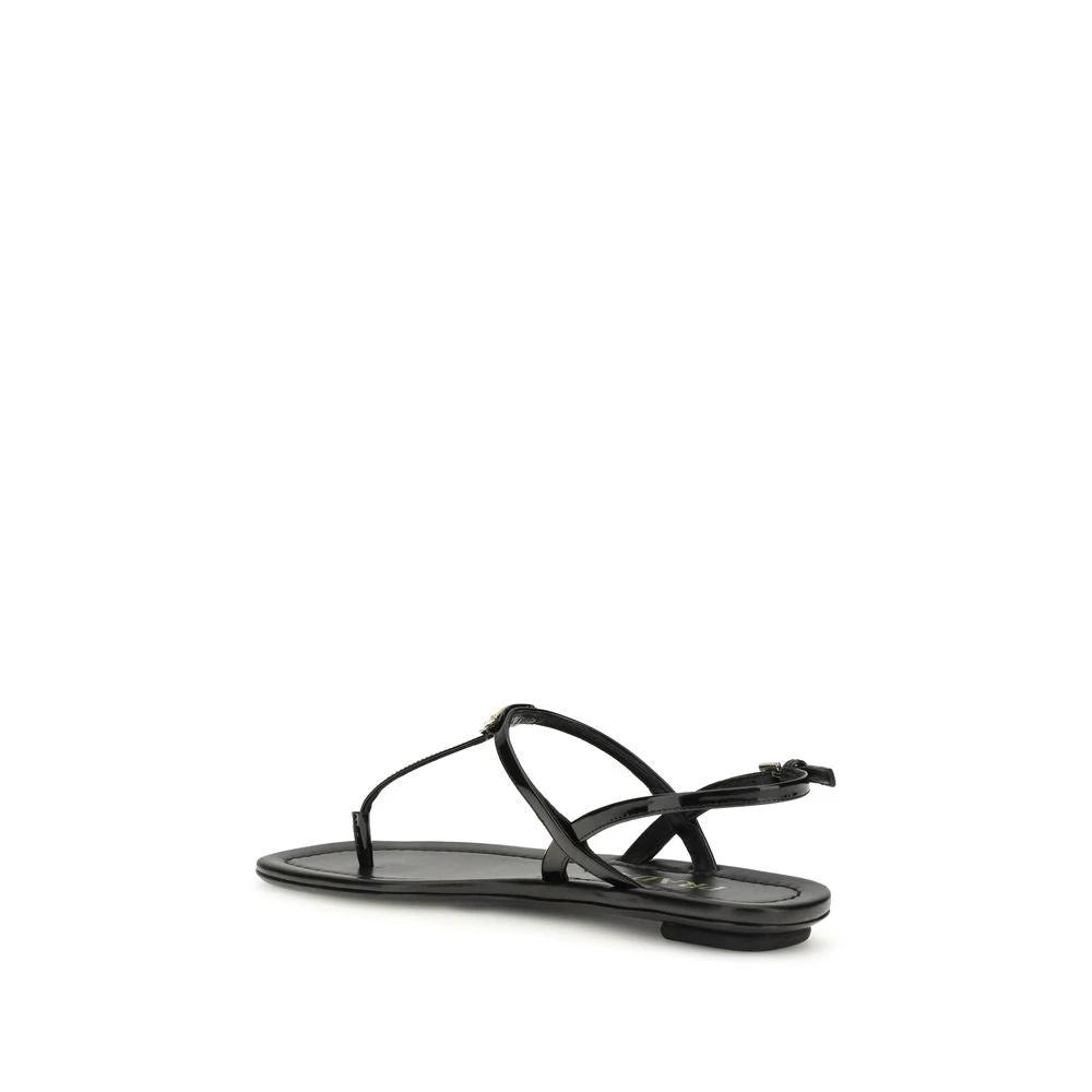Sandales tongs Prada Bos Taurus en cuir de veau noir