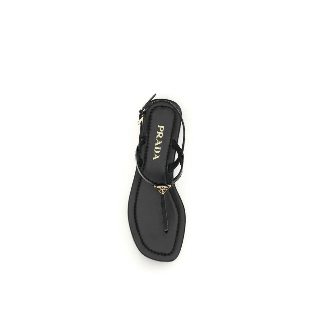 Sandales tongs Prada Bos Taurus en cuir de veau noir