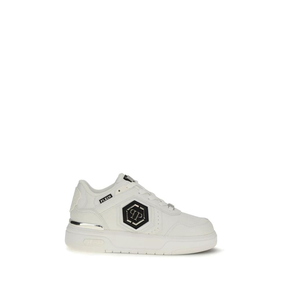 Philipp Plein White Calf Leather Bos Taurus Athletic Sneakers Philipp Plein