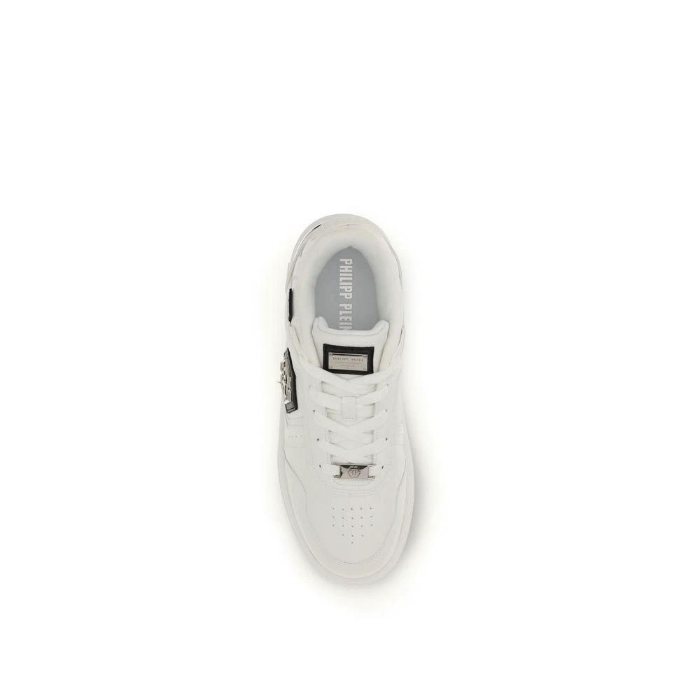 Philipp Plein White Calf Leather Bos Taurus Athletic Sneakers Philipp Plein