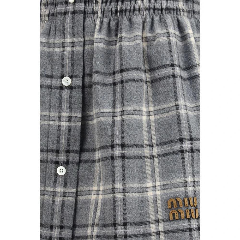 Miu Miu Gray Cotton Mini Skirt