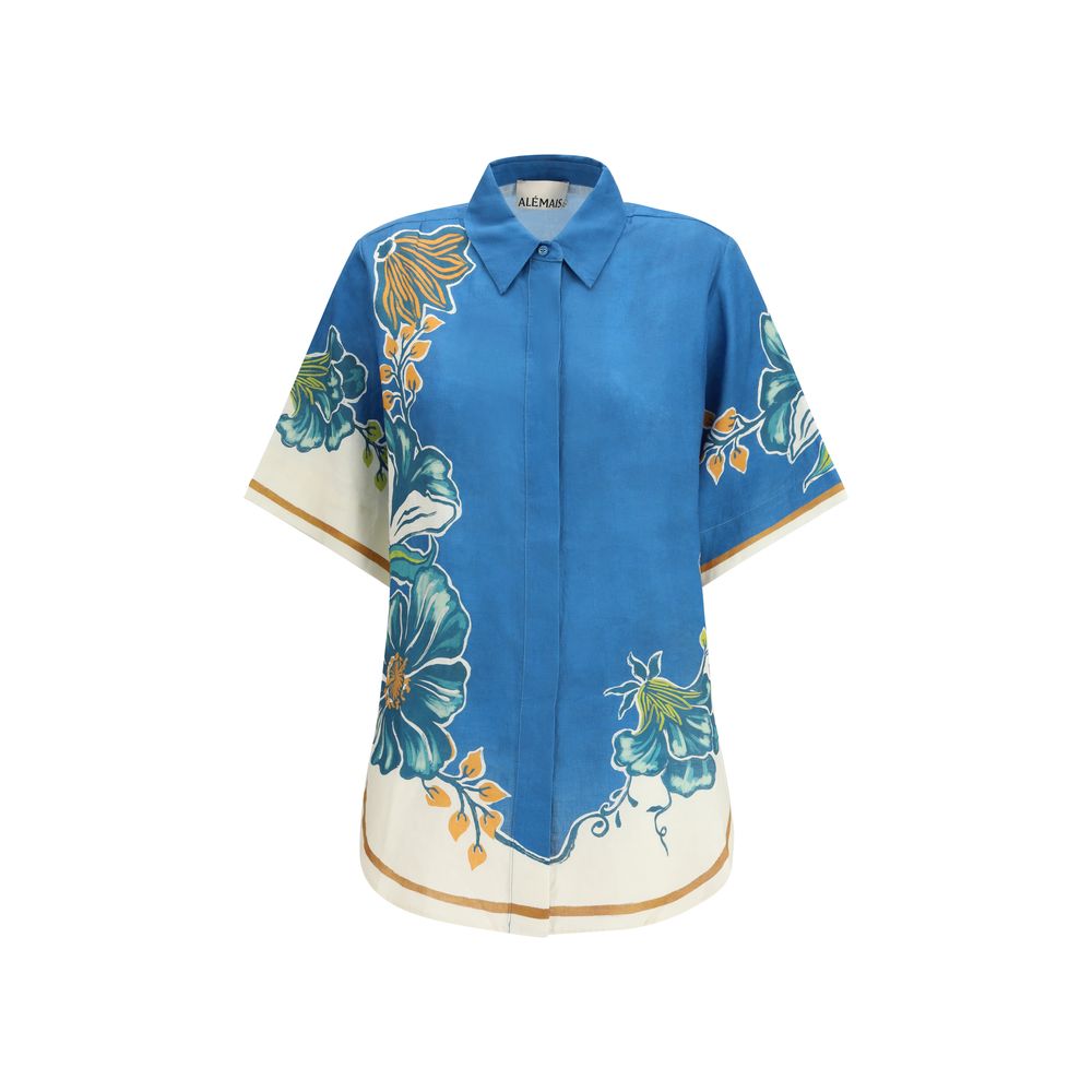 Alemais Blue Linen Pattern Shirt