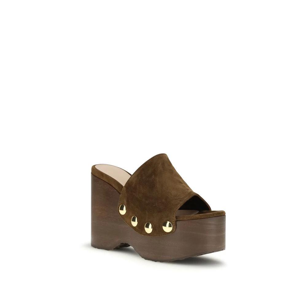 Sabots Bos Taurus en cuir de veau marron Gianvito Rossi