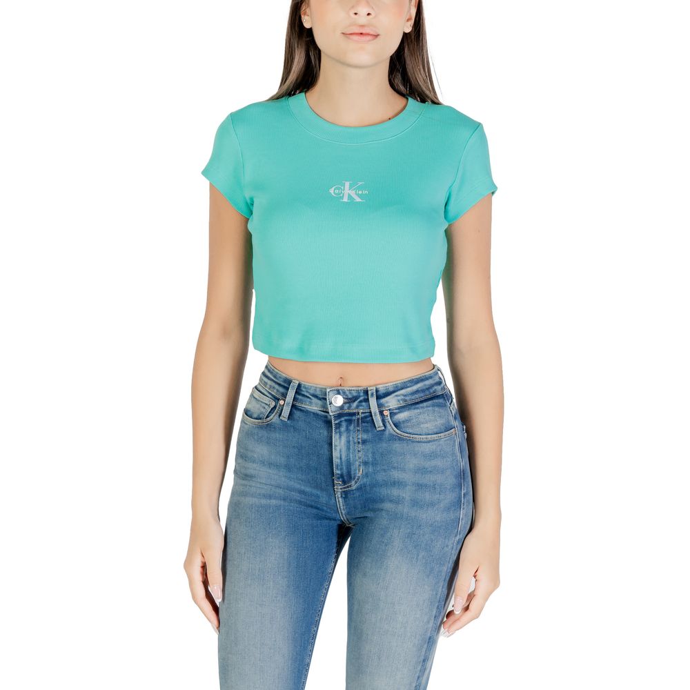 T-shirt en coton turquoise Calvin Klein Jeans