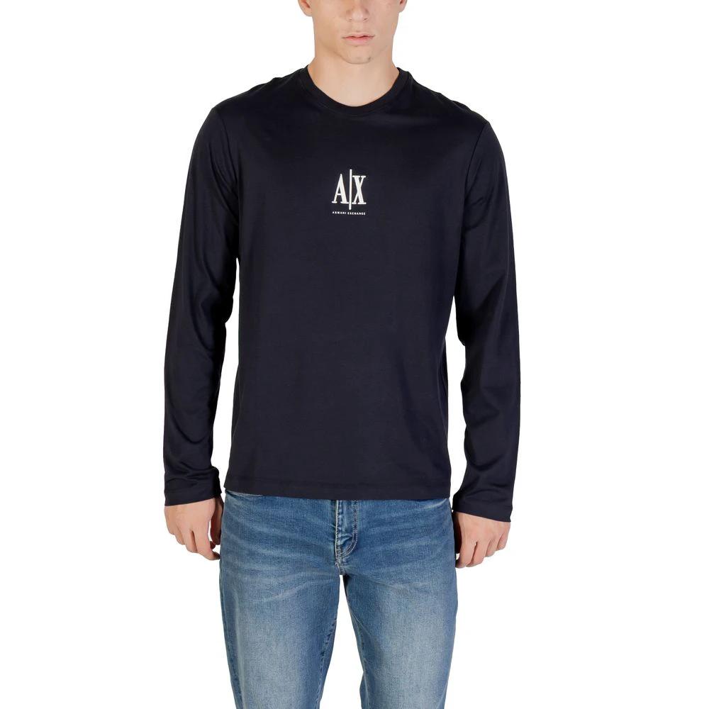 T-shirt à manches longues en coton bleu Armani Exchange