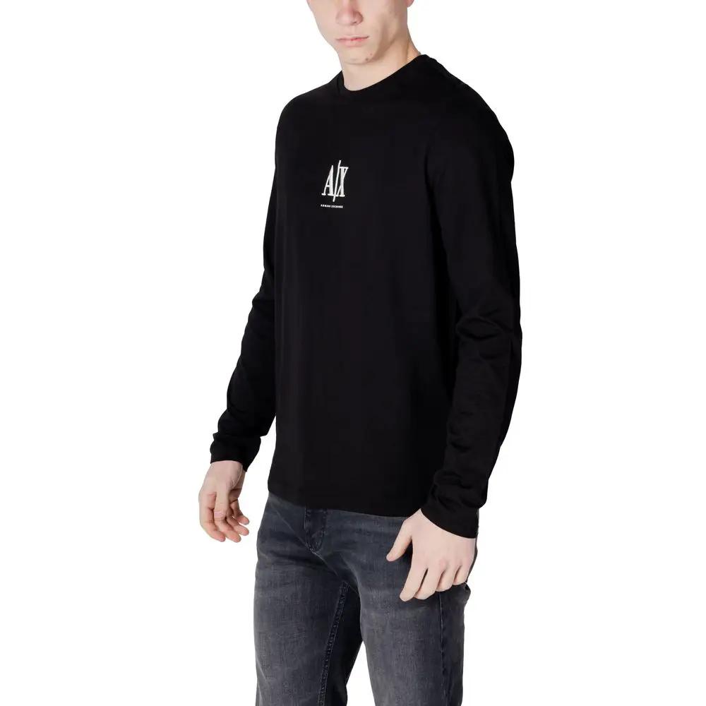 T-shirt à manches longues en coton noir Armani Exchange
