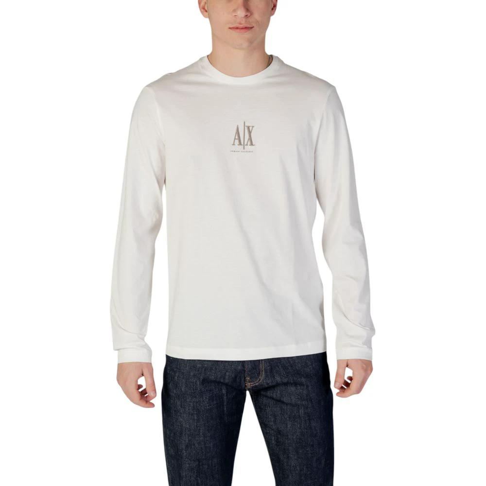 T-shirt à manches longues en coton crème Armani Exchange
