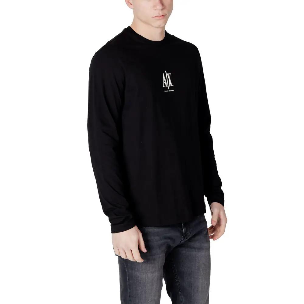 T-shirt à manches longues en coton noir Armani Exchange
