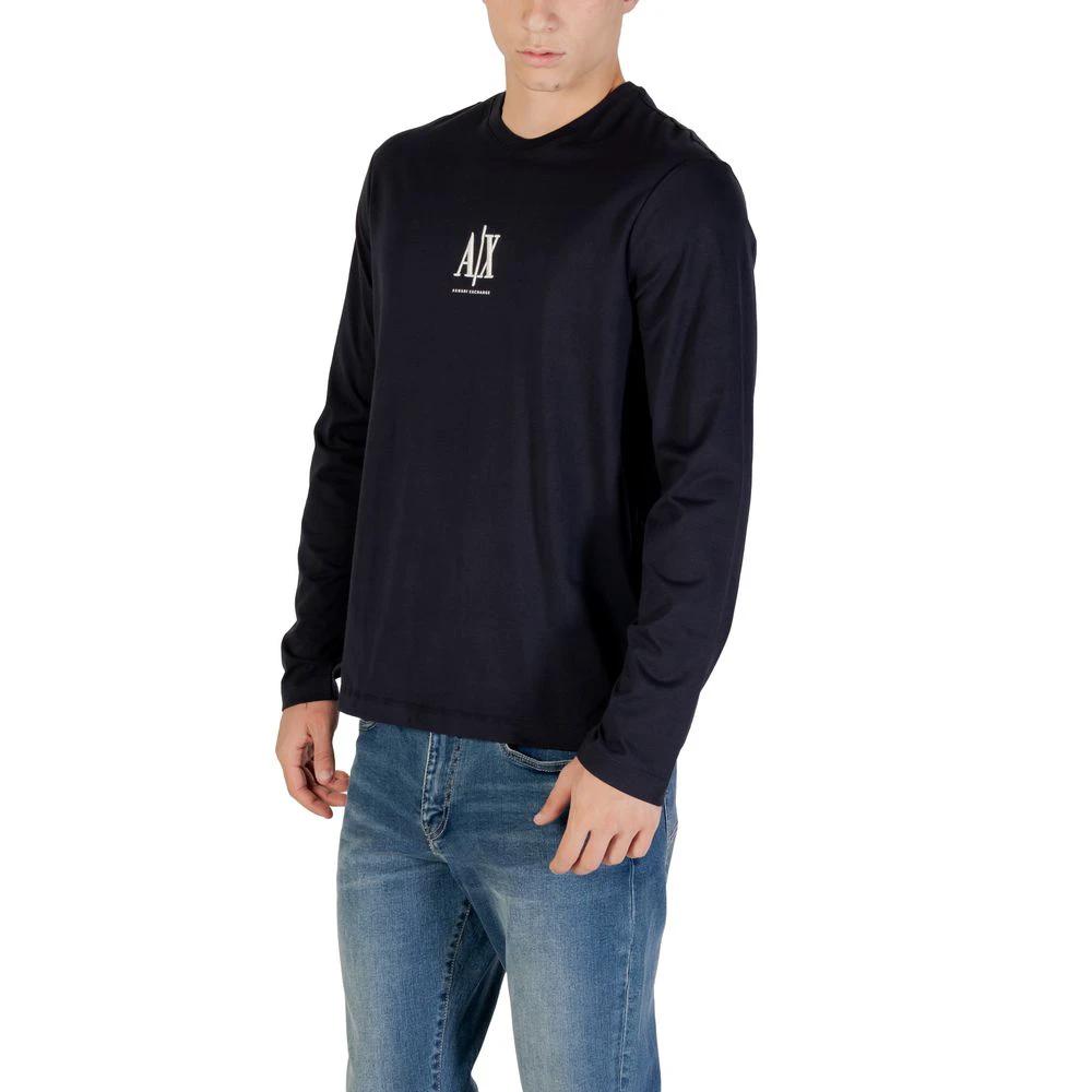 T-shirt à manches longues en coton bleu Armani Exchange
