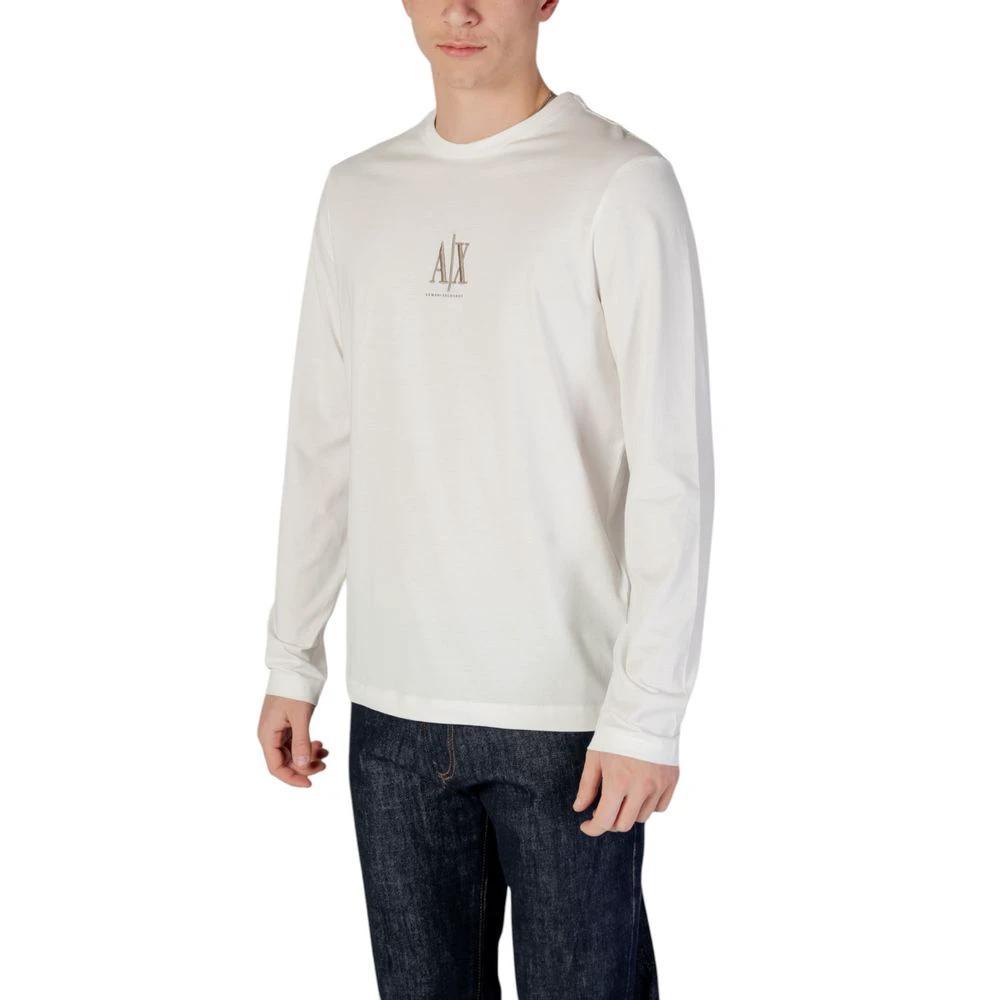 T-shirt à manches longues en coton crème Armani Exchange