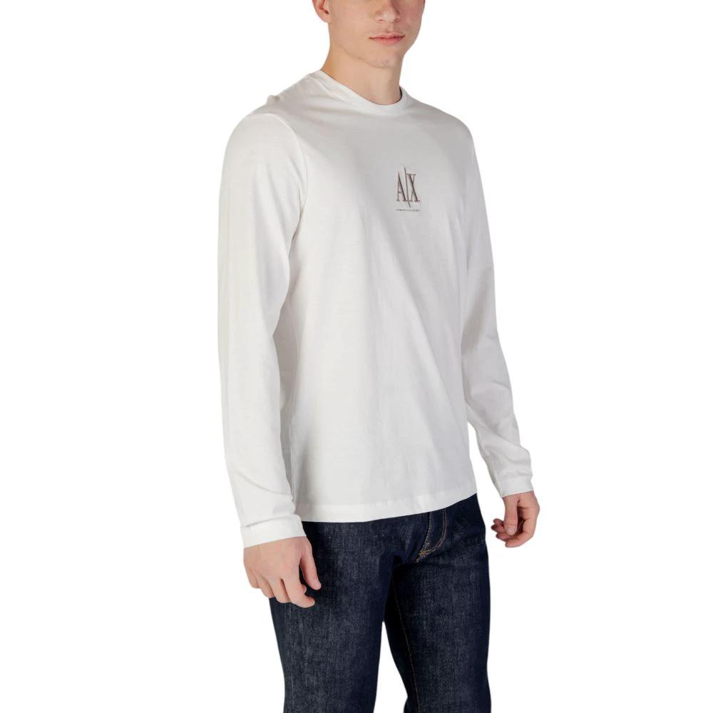 T-shirt à manches longues en coton crème Armani Exchange