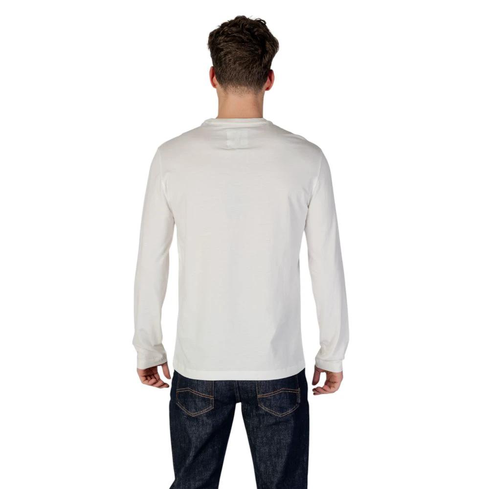 T-shirt à manches longues en coton crème Armani Exchange
