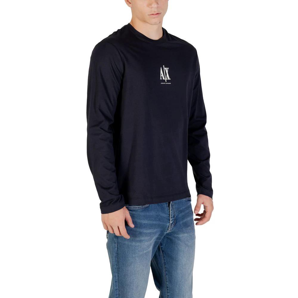 T-shirt à manches longues en coton bleu Armani Exchange