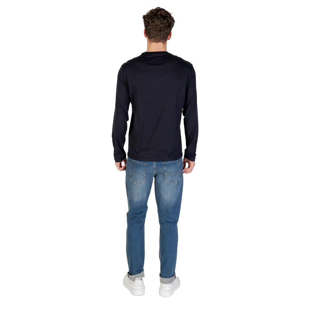 T-shirt à manches longues en coton bleu Armani Exchange