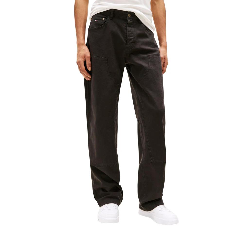 Pantalon décontracté Tommy Hilfiger Jeans en coton biologique noir