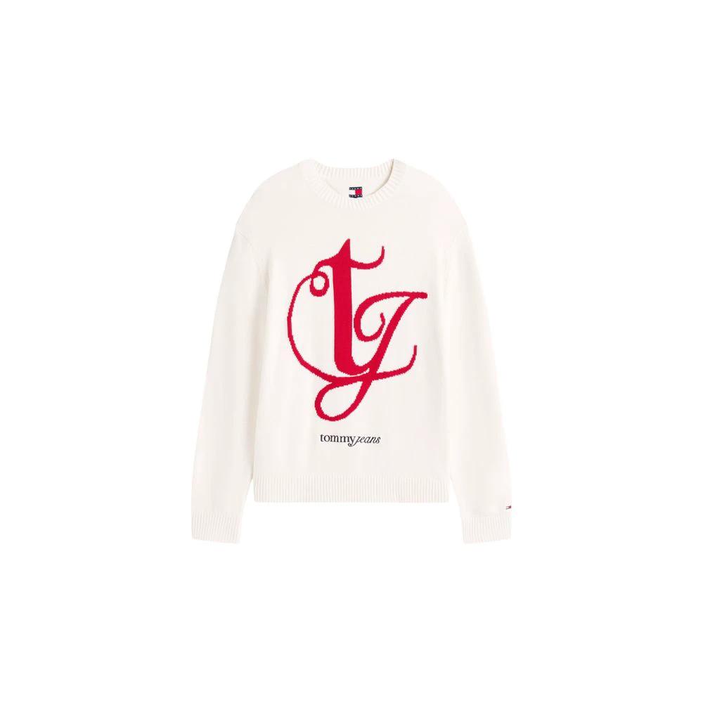 Sweat-shirt Tommy Hilfiger Jeans crème en coton recyclé