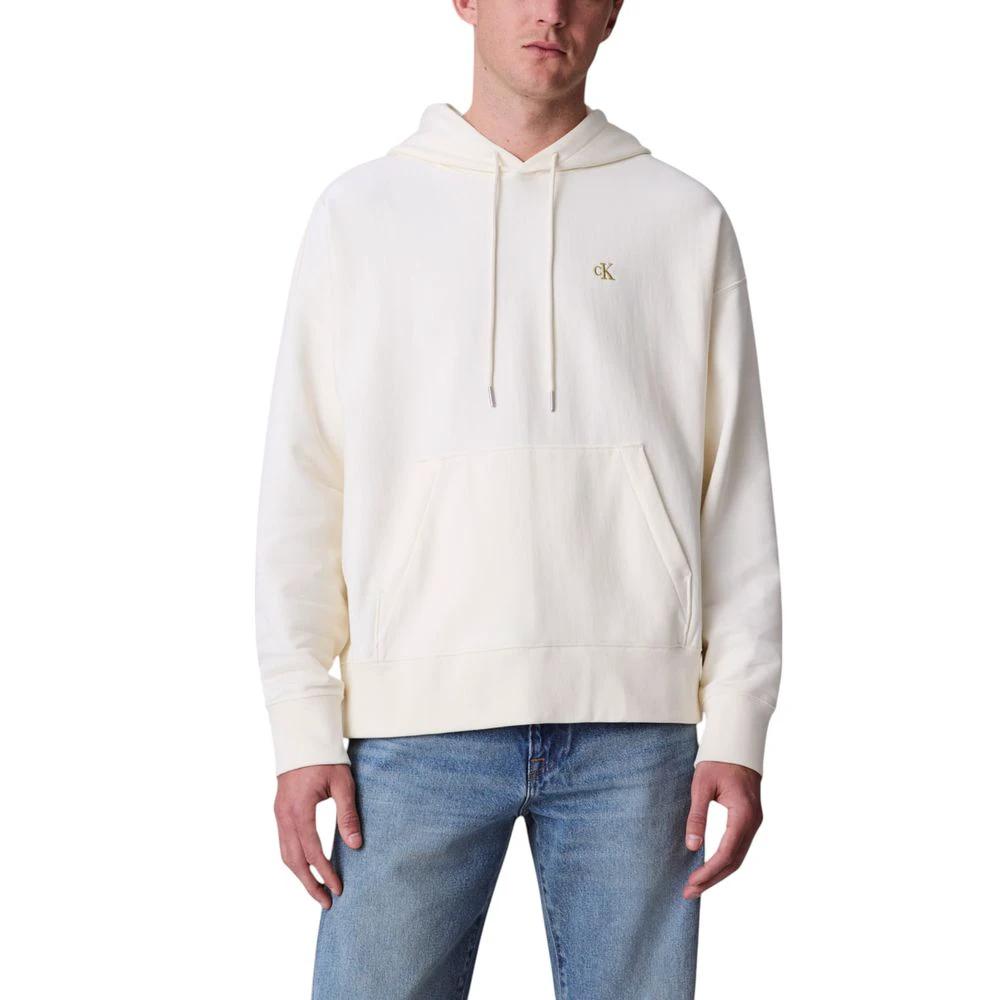 Sweat à capuche blanc en coton Calvin Klein Jeans