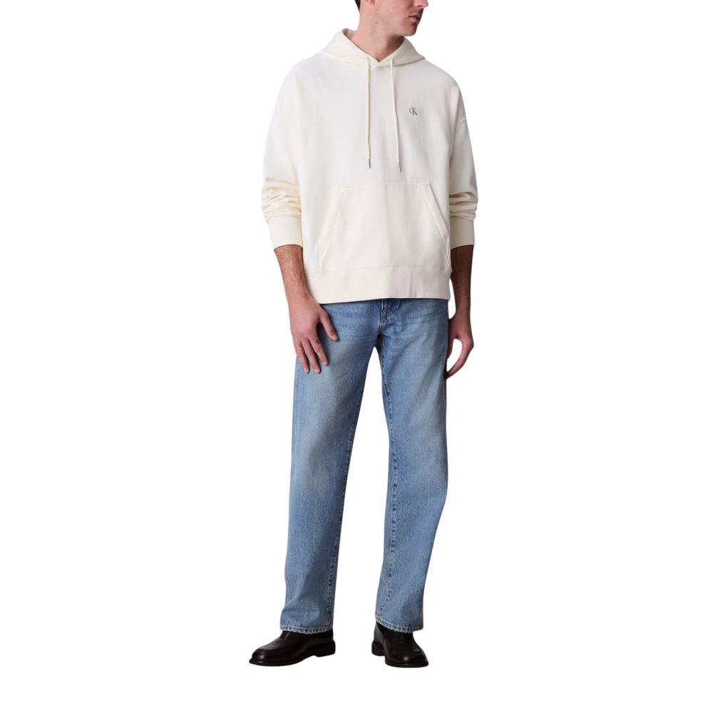 Sweat à capuche blanc en coton Calvin Klein Jeans