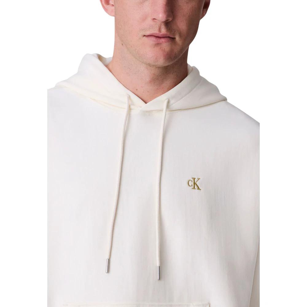 Sweat à capuche blanc en coton Calvin Klein Jeans