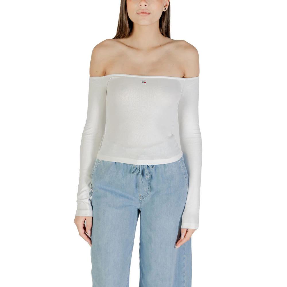 T-shirt à manches longues Tommy Hilfiger Jeans couleur crème en coton recyclé