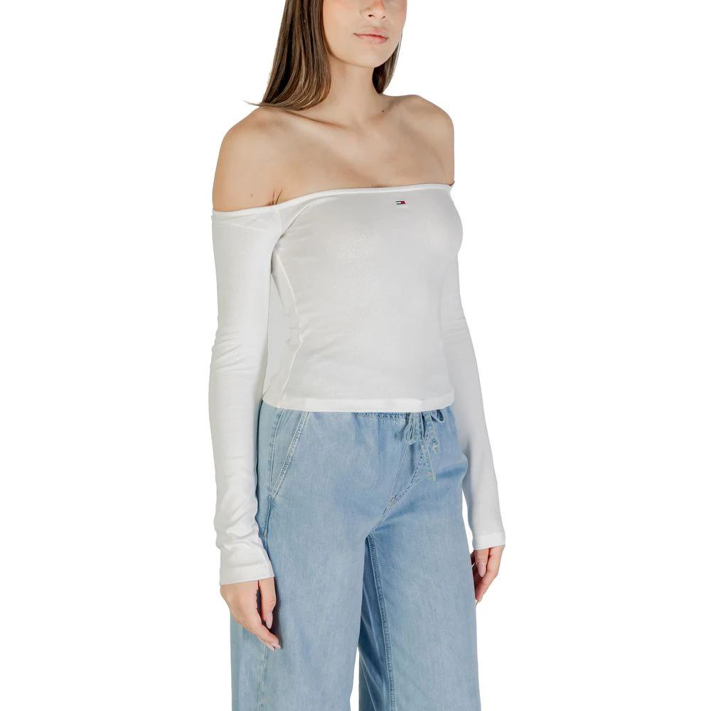 T-shirt à manches longues Tommy Hilfiger Jeans couleur crème en coton recyclé