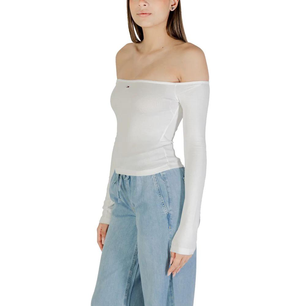 T-shirt à manches longues Tommy Hilfiger Jeans couleur crème en coton recyclé