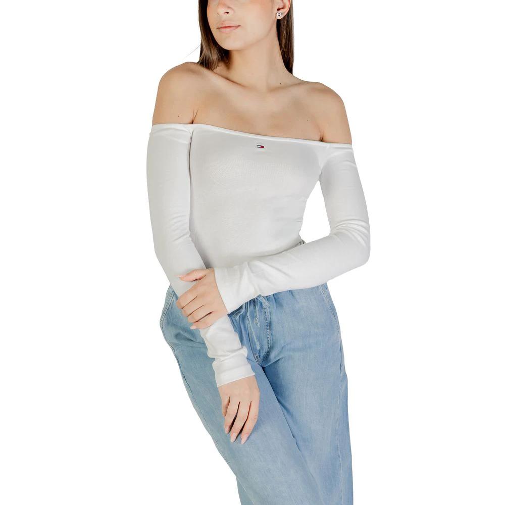 T-shirt à manches longues Tommy Hilfiger Jeans couleur crème en coton recyclé