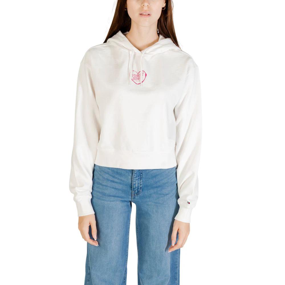 Sweat à capuche Tommy Hilfiger Jeans crème en coton recyclé