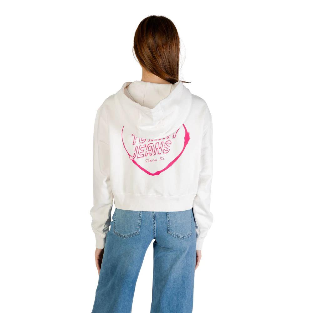 Sweat à capuche Tommy Hilfiger Jeans crème en coton recyclé