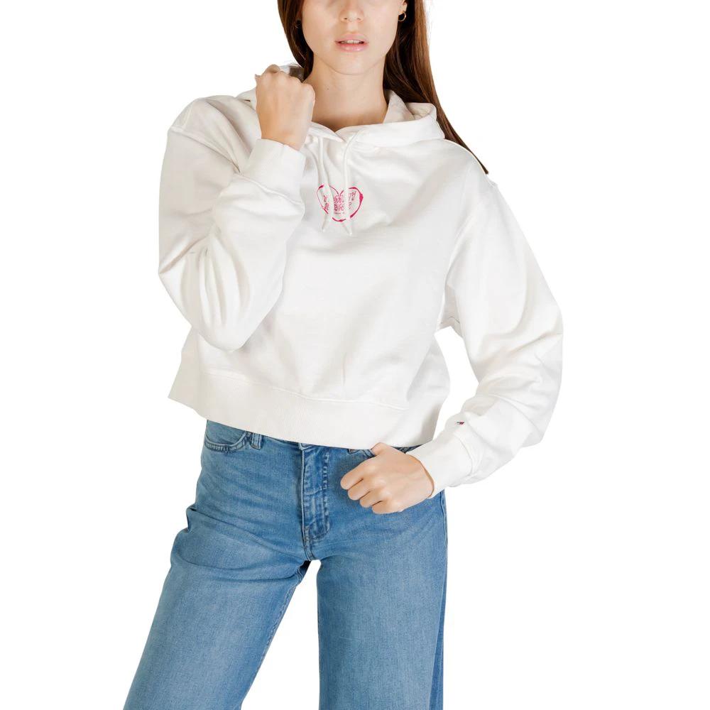 Sweat à capuche Tommy Hilfiger Jeans crème en coton recyclé