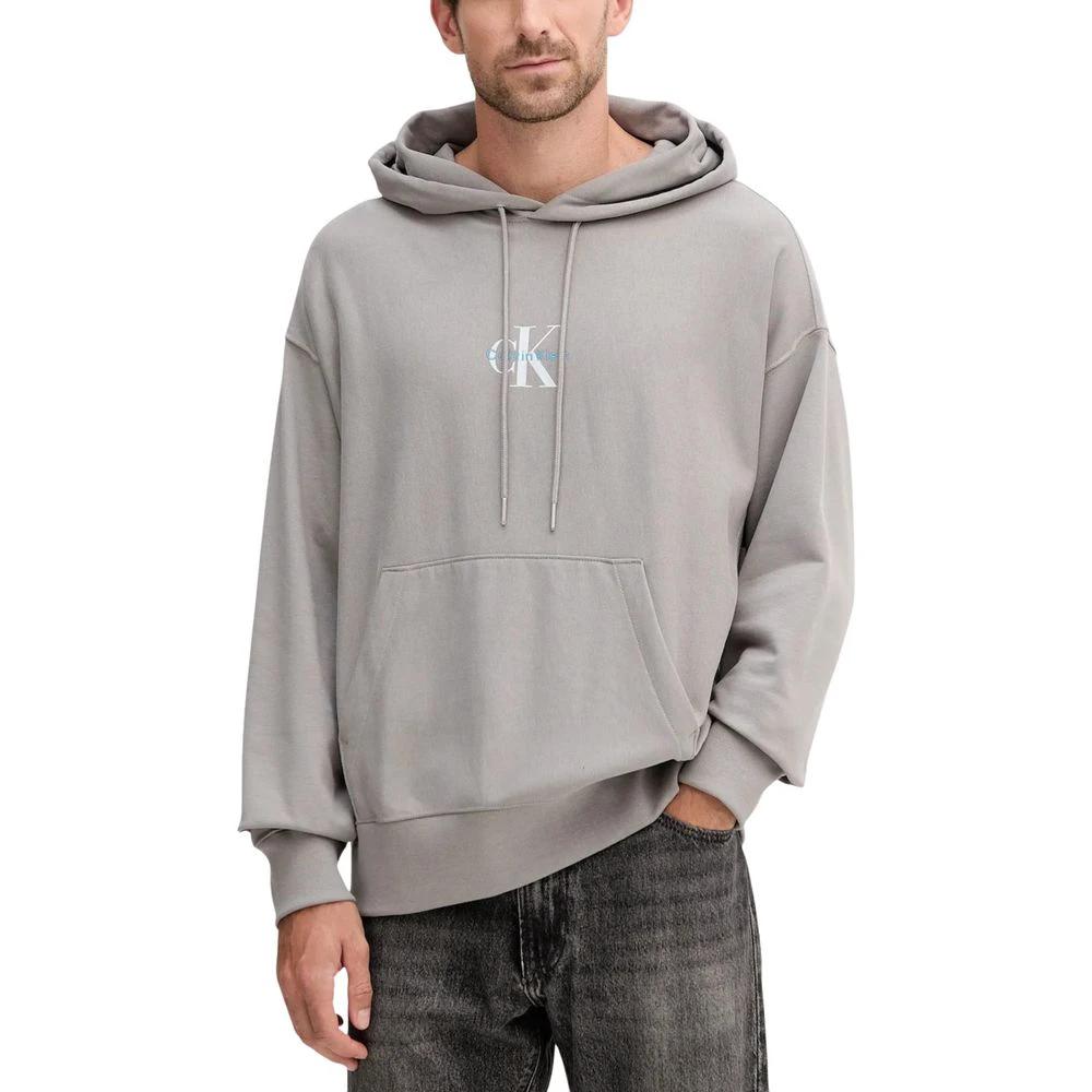Sweat à capuche gris en coton Calvin Klein Jeans