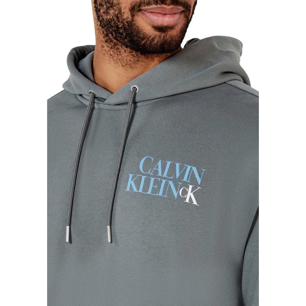 Sweat à capuche gris en coton Calvin Klein Jeans