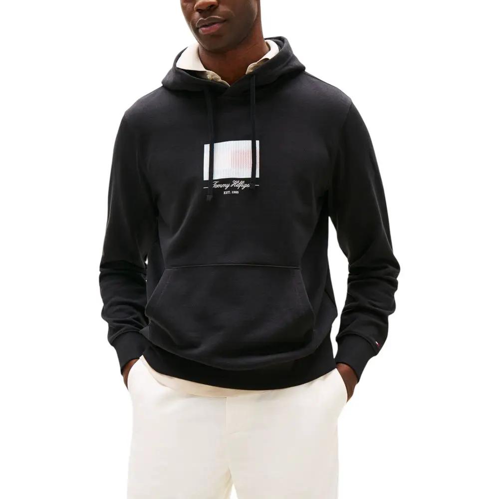Sweat à capuche noir en coton recyclé Tommy Hilfiger